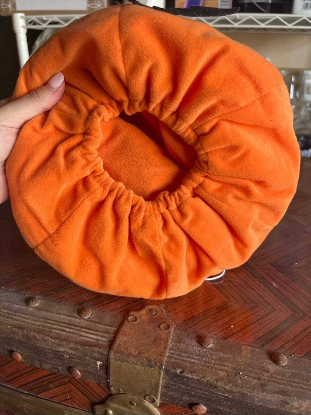 Build-A-Bear Orange Pumpkin Jack-O'-Lantern costume with Hat with Green Leaves